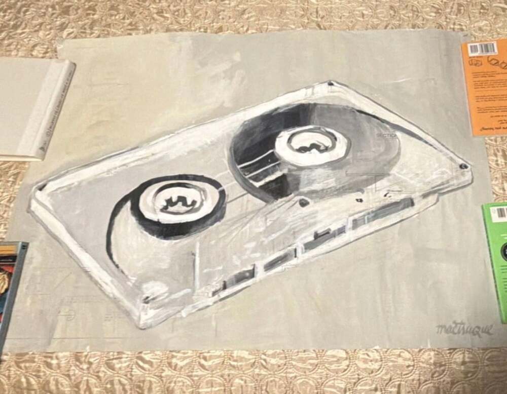 mactruque Original Signed Cassette Tape Drawing Contemporary Large Paper Art